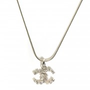 Chanel Crystal CC Necklace Silver 1 of 10