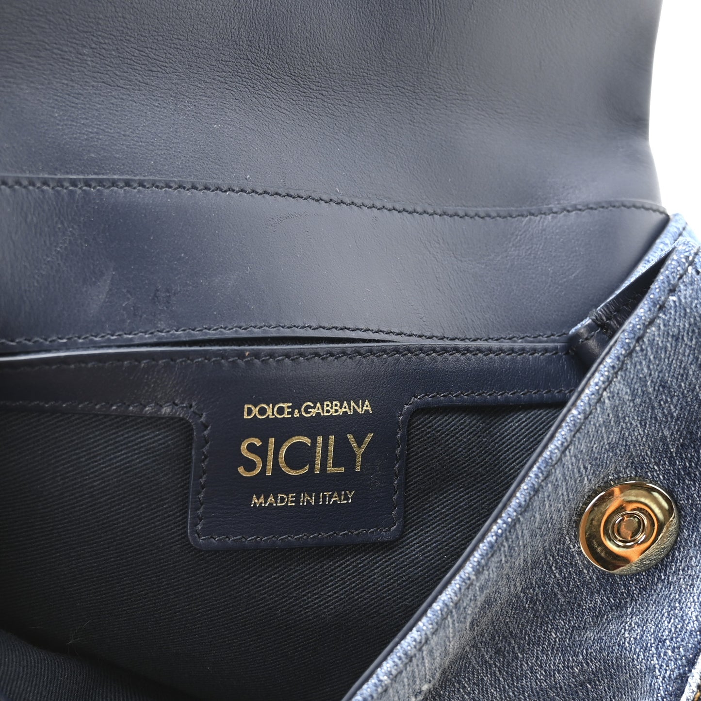 Calfskin Denim Patchwork Mini Miss Sicily Satchel Blue