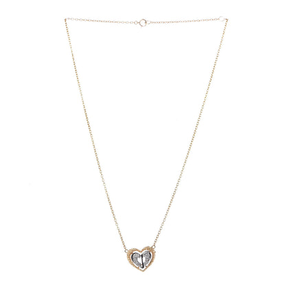 Christian Dior 18K Yellow White Gold Diamond Double Heart Necklace 3 of 5