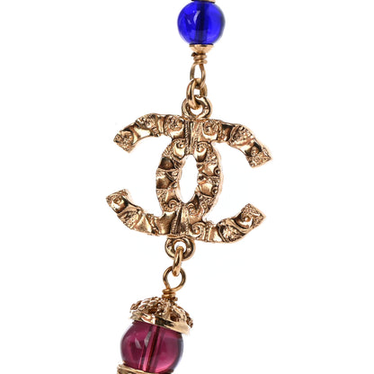 Chanel Beaded Crystal CC Necklace Gold Multi 3 of 4