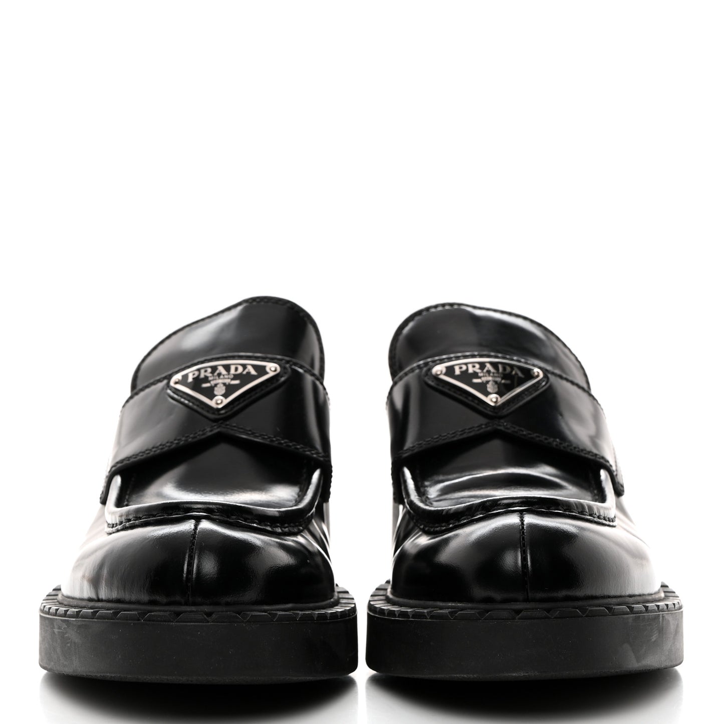 Spazzolato Metal Triangle Logo 50mm Loafers 38 Black