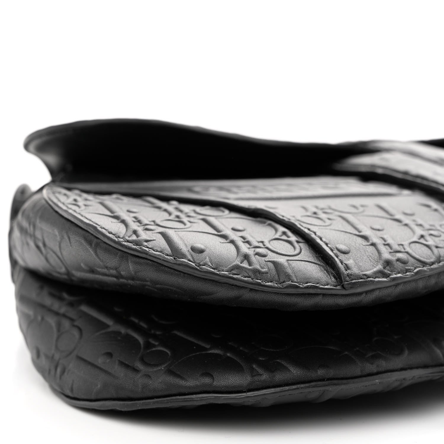 Christian Dior Calfskin Embossed Oblique Saddle Bag Black 8 of 9