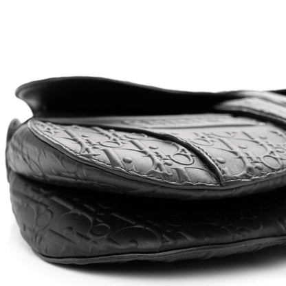 Christian Dior Calfskin Embossed Oblique Saddle Bag Black 8 of 9