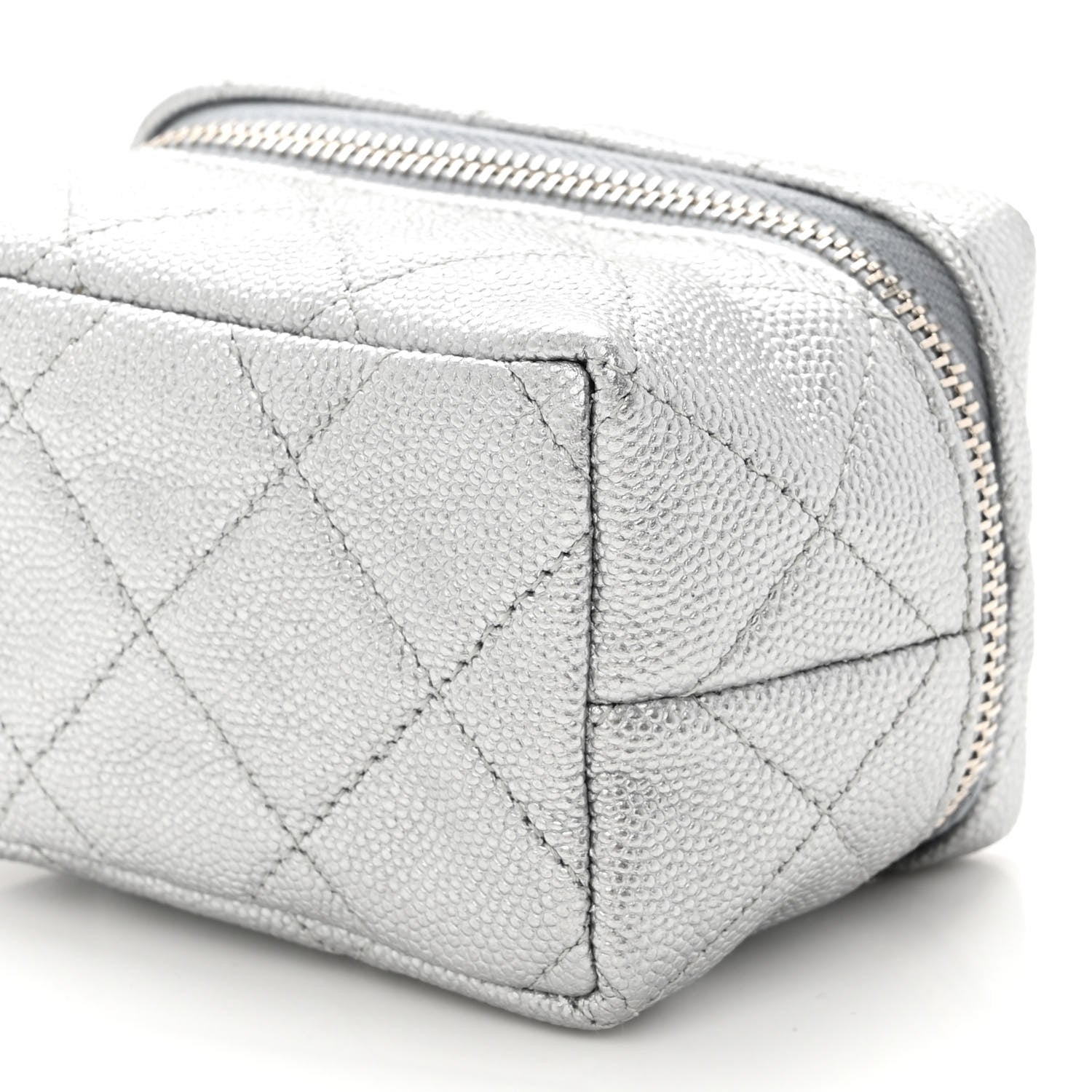 Chanel Metallic Caviar Quilted Mini Top Handle Vanity With Chain Silver 9 of 10