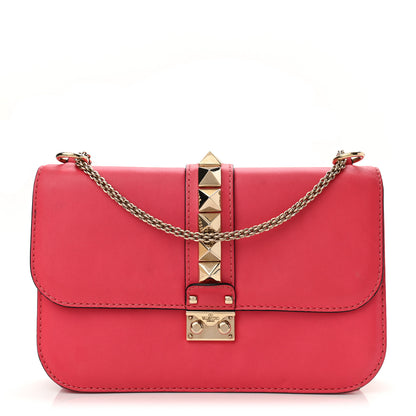 Valentino Garavani Vitello Medium Glam Lock Rockstud Flap Deep Rose 1 of 12