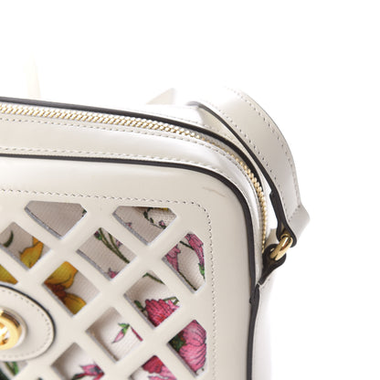 Gucci Canvas Calfskin Flora Infinity Cutout Shoulder Bag White Multicolor 9 of 10