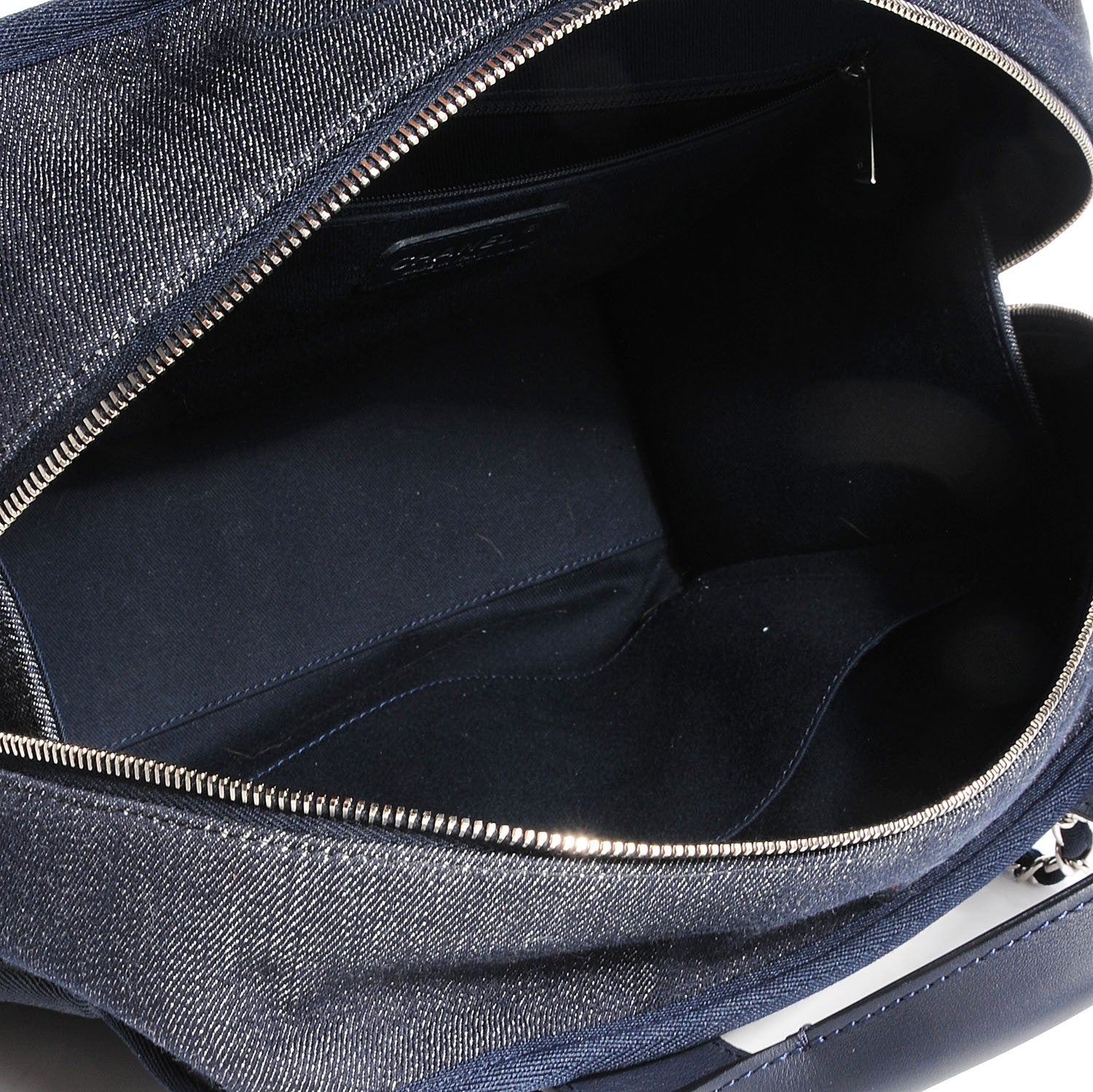 Chanel Denim Deauville Bowling Bag Dark Blue 5 of 7