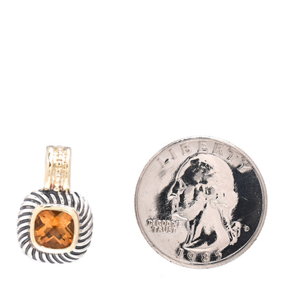 David Yurman Sterling Silver 14K Yellow Gold Citrine 7mm Albion Enhancer Pendant 2 of 3