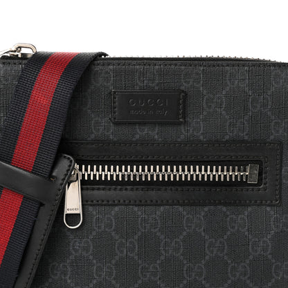 Gucci GG Supreme Monogram Web Small Flat Messenger Bag Black Grey Black Grey 8 of 11