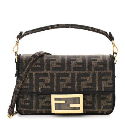 Fendi Fabric Jacquard FF 1974 Mini Baguette Tobacco Moro Black 1 of 10