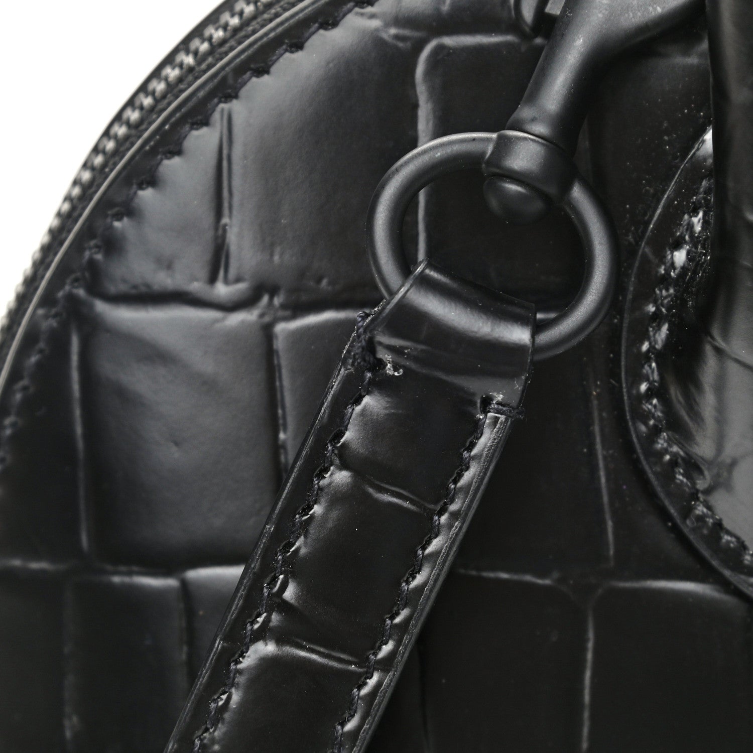 Balenciaga Calfskin Crocodile Embossed S Rivet Ville Top Handle Bag Black 12 of 12