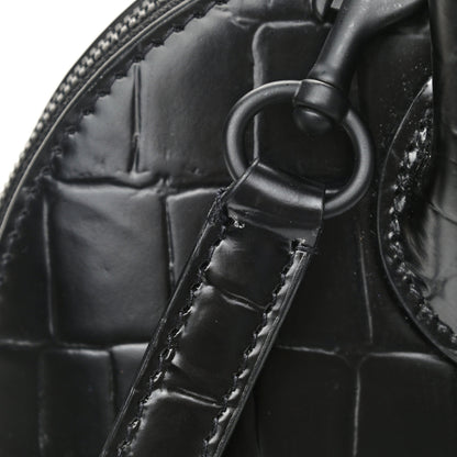 Balenciaga Calfskin Crocodile Embossed S Rivet Ville Top Handle Bag Black 12 of 12