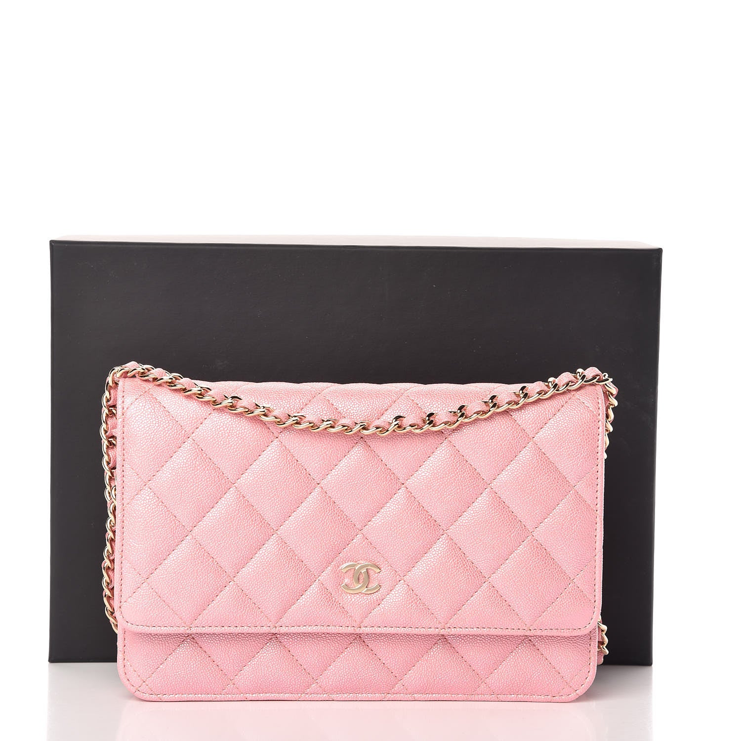 Chanel Iridescent Caviar Quilted Wallet on Chain WOC Rose Pink 11 of 11