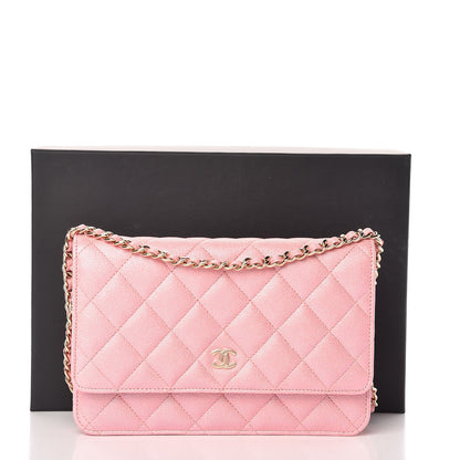 Chanel Iridescent Caviar Quilted Wallet on Chain WOC Rose Pink 11 of 11