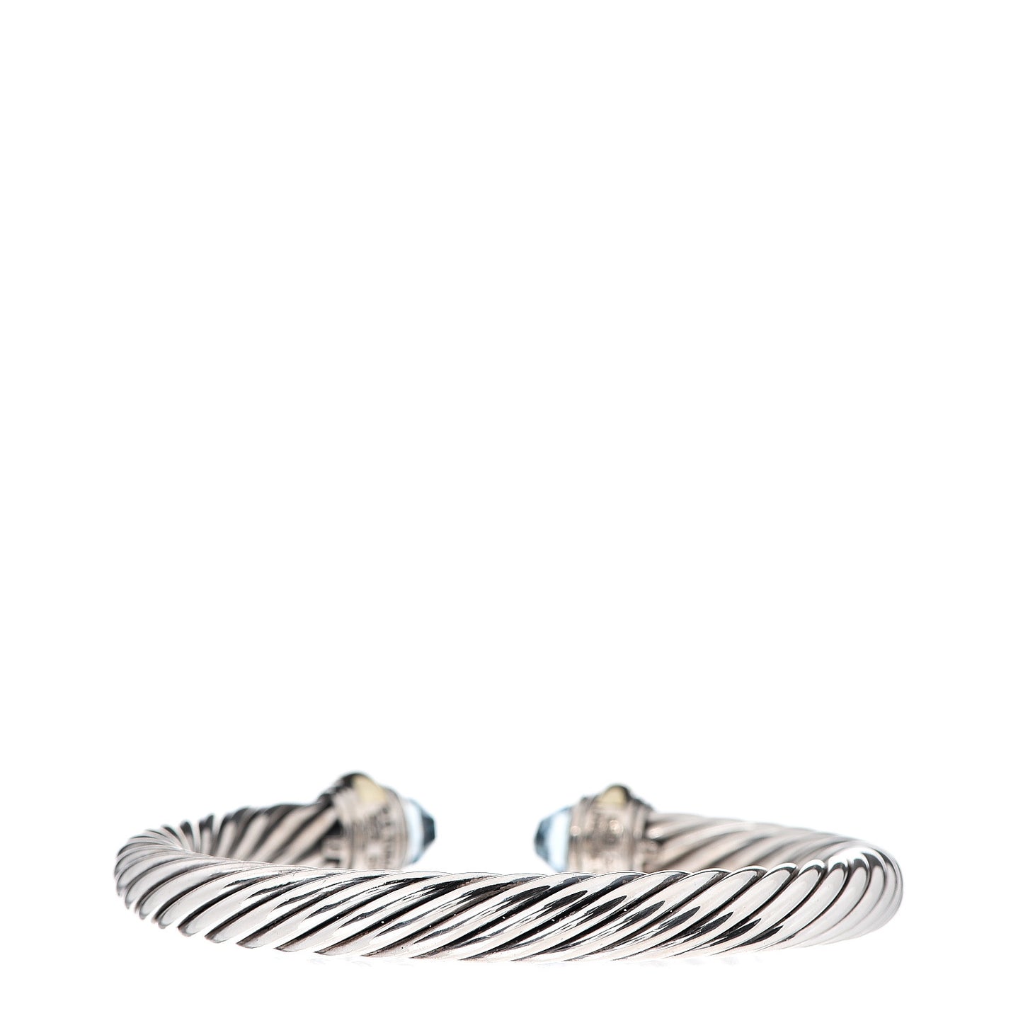 Sterling Silver 14K Yellow Gold Blue Topaz 7mm Cable Classics Bracelet