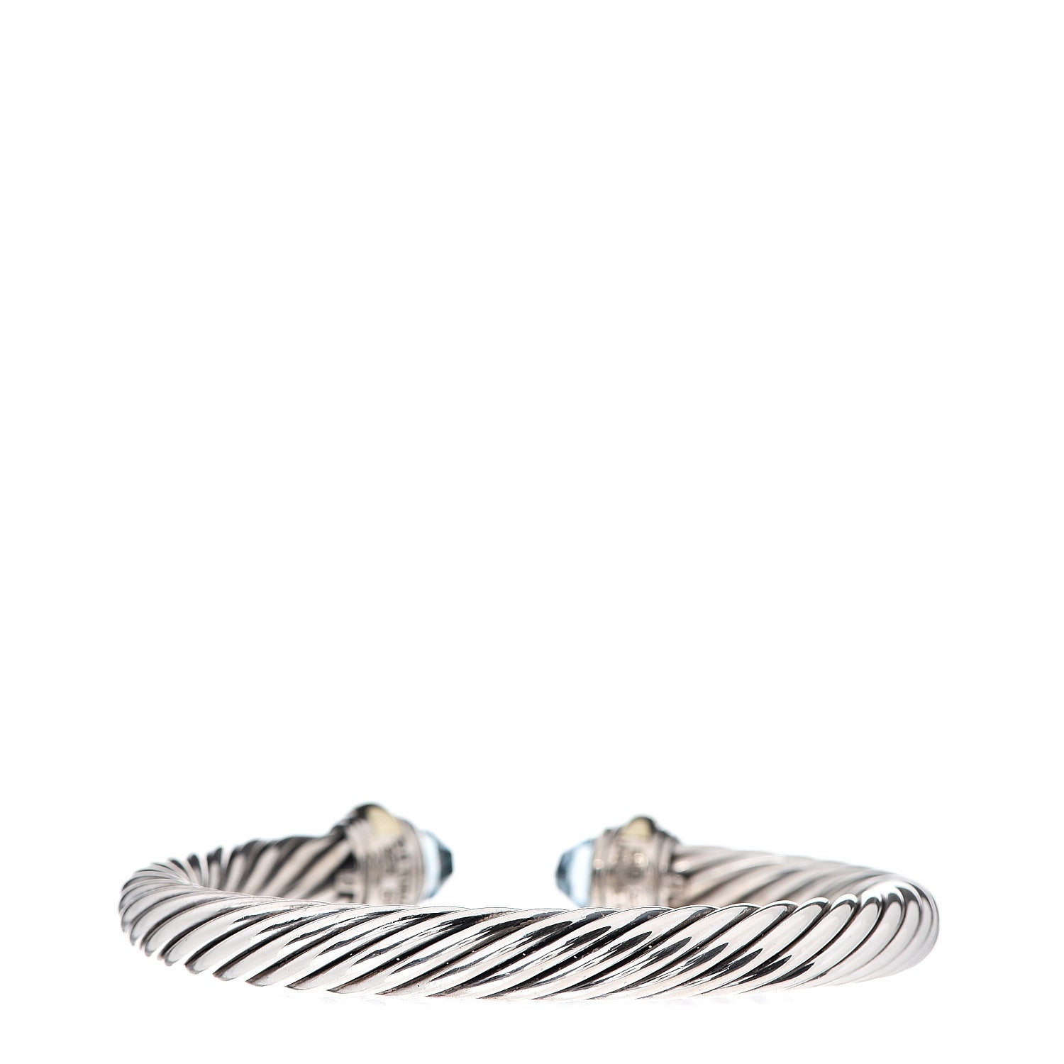 David Yurman Sterling Silver 14K Yellow Gold Blue Topaz 7mm Cable Classics Bracelet 2 of 3