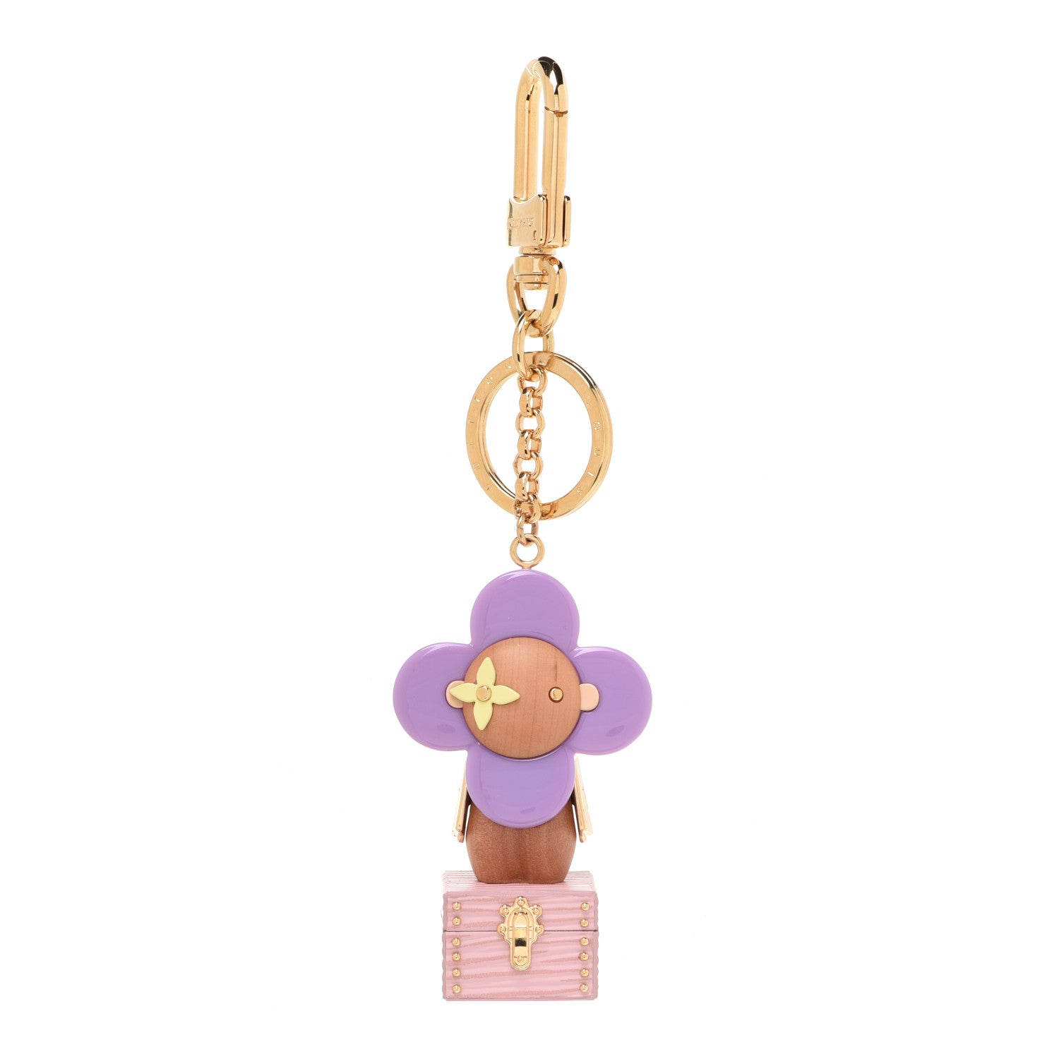 Louis Vuitton Resin Wood Vivienne Trunk Bag Charm Key Holder Pink 1 of 5
