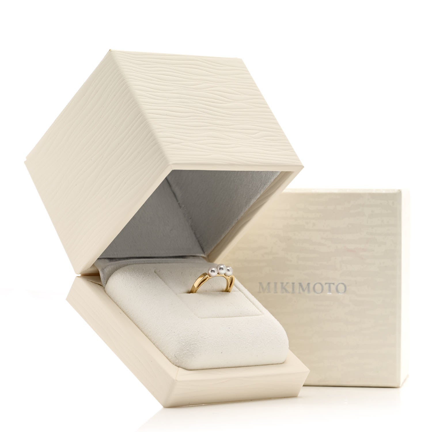 Mikimoto 18K Yellow Gold Akoya Pearl Three Pearl Ring 49 5 6 of 6