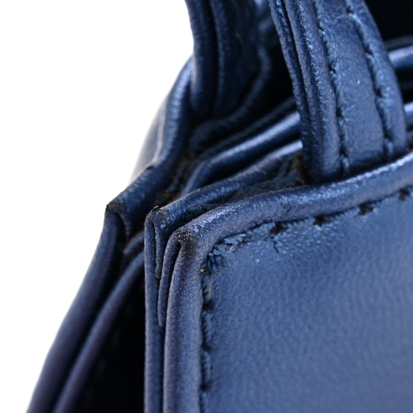 Metallic Vegan Leather Small Shopping Bag Cobalt