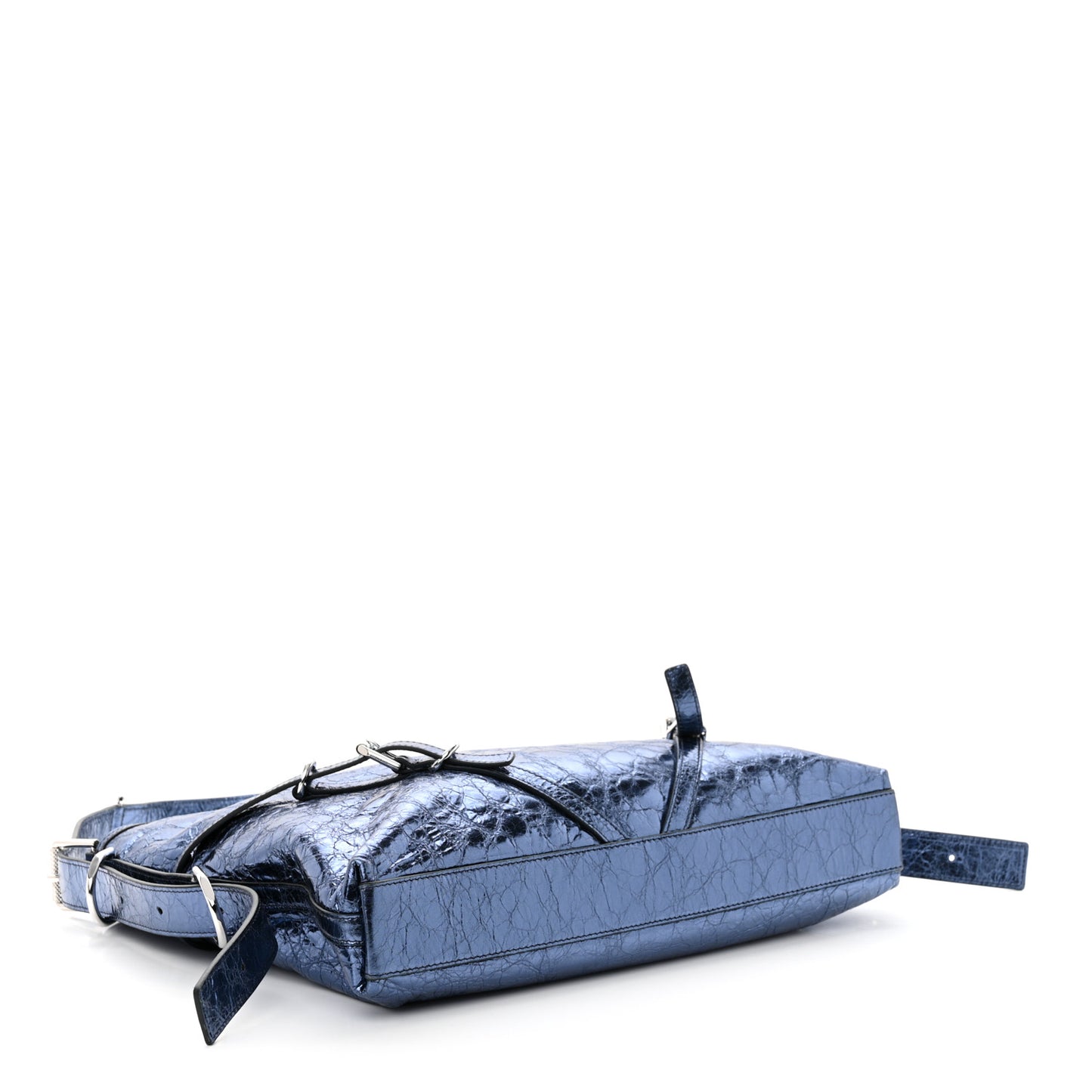 Metallic Calfskin Medium Voyou Bag Navy