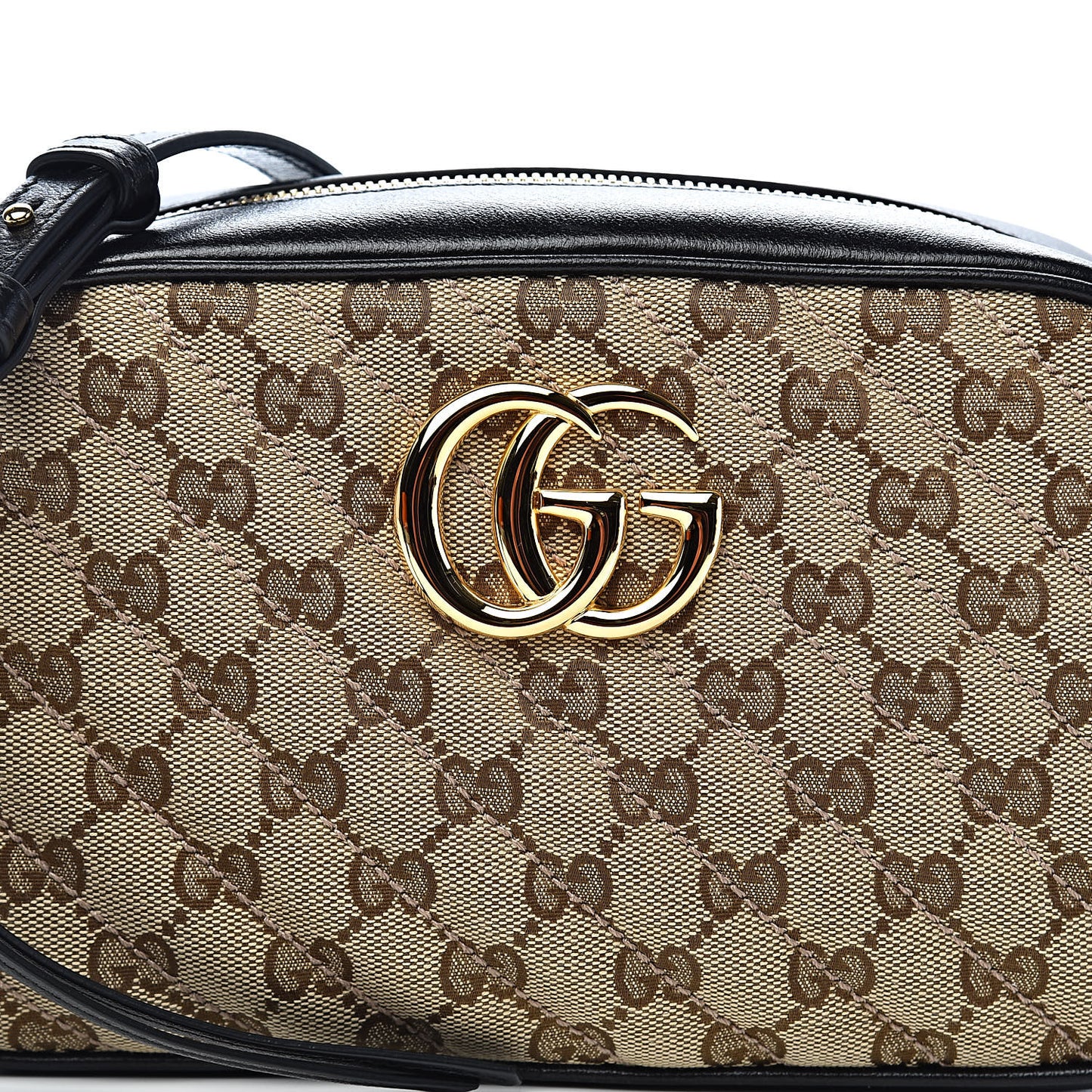Monogram Matelasse Diagonal Small GG Marmont Chain Shoulder Bag Beige Black