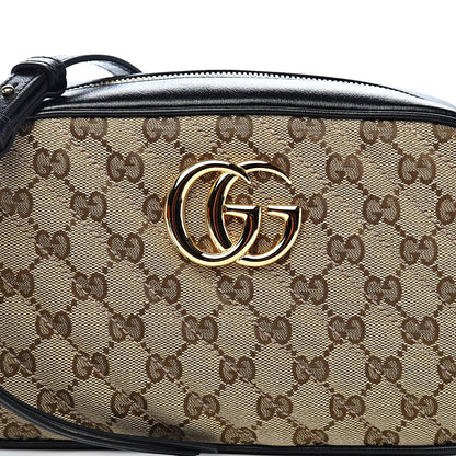Gucci Monogram Matelasse Diagonal Small GG Marmont Chain Shoulder Bag Beige Black 10 of 11