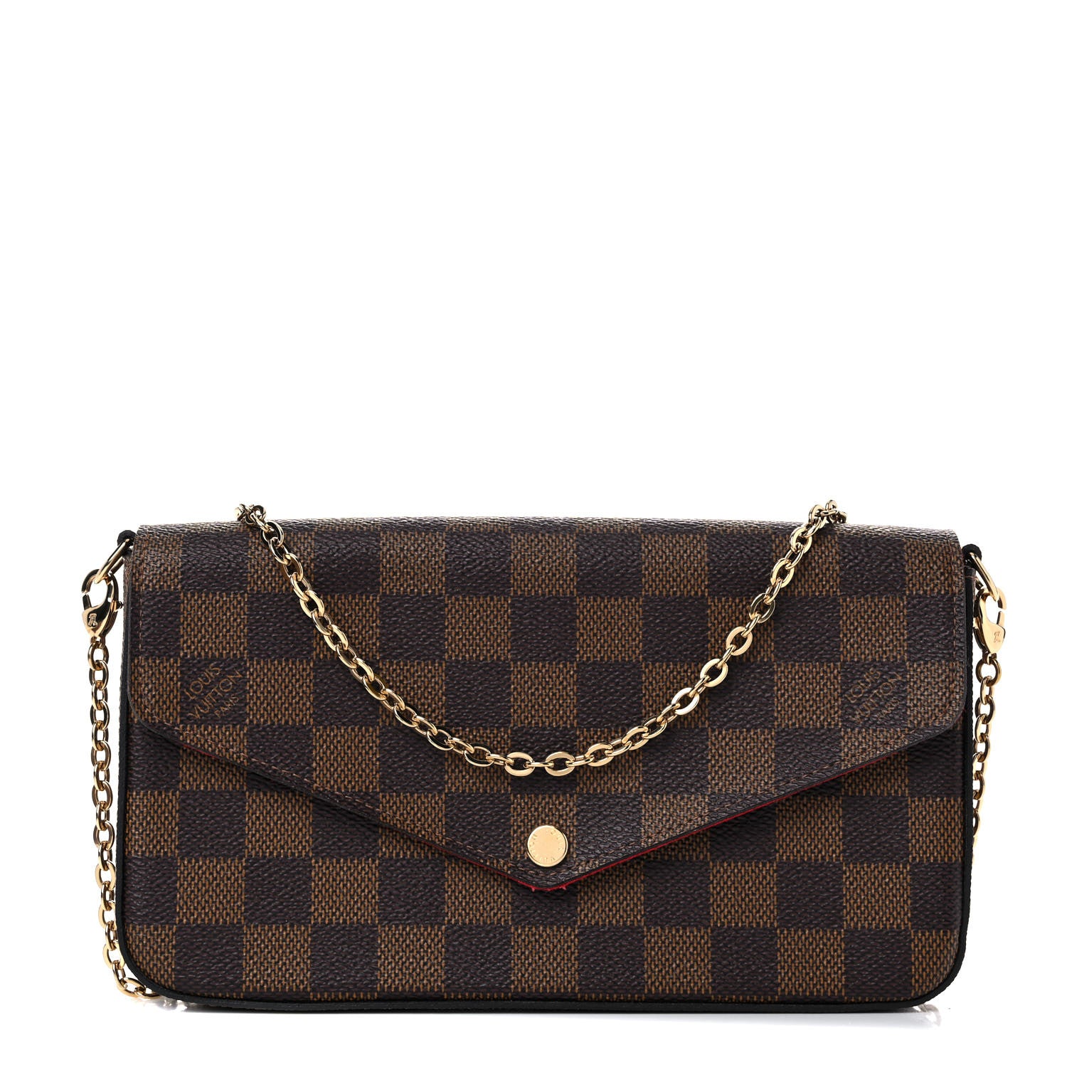 Louis Vuitton Damier Ebene Pochette Felicie Chain Wallet 3 of 15