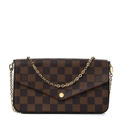 Louis Vuitton Damier Ebene Pochette Felicie Chain Wallet 3 of 15