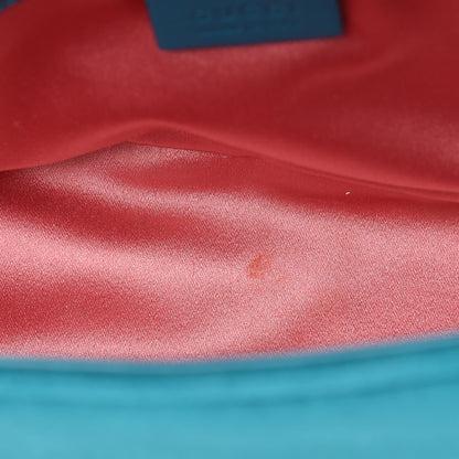 Gucci Velvet Matelasse Small GG Marmont Shoulder Bag Pavone Cyan 9 of 20