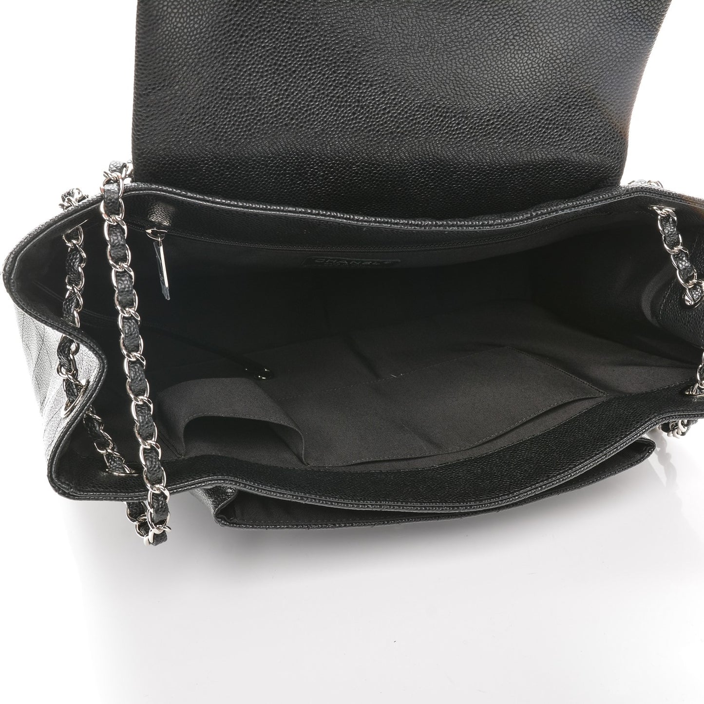 Caviar Quilted Flap Tote Black