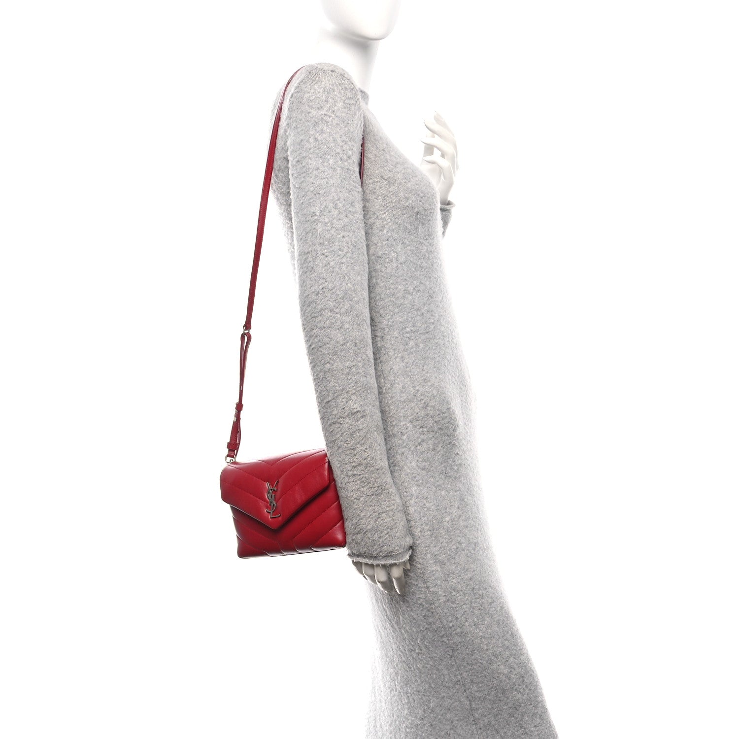 Saint Laurent Calfskin Y Quilted Monogram Toy Loulou Crossbody Bag New Lipstick 2 of 11