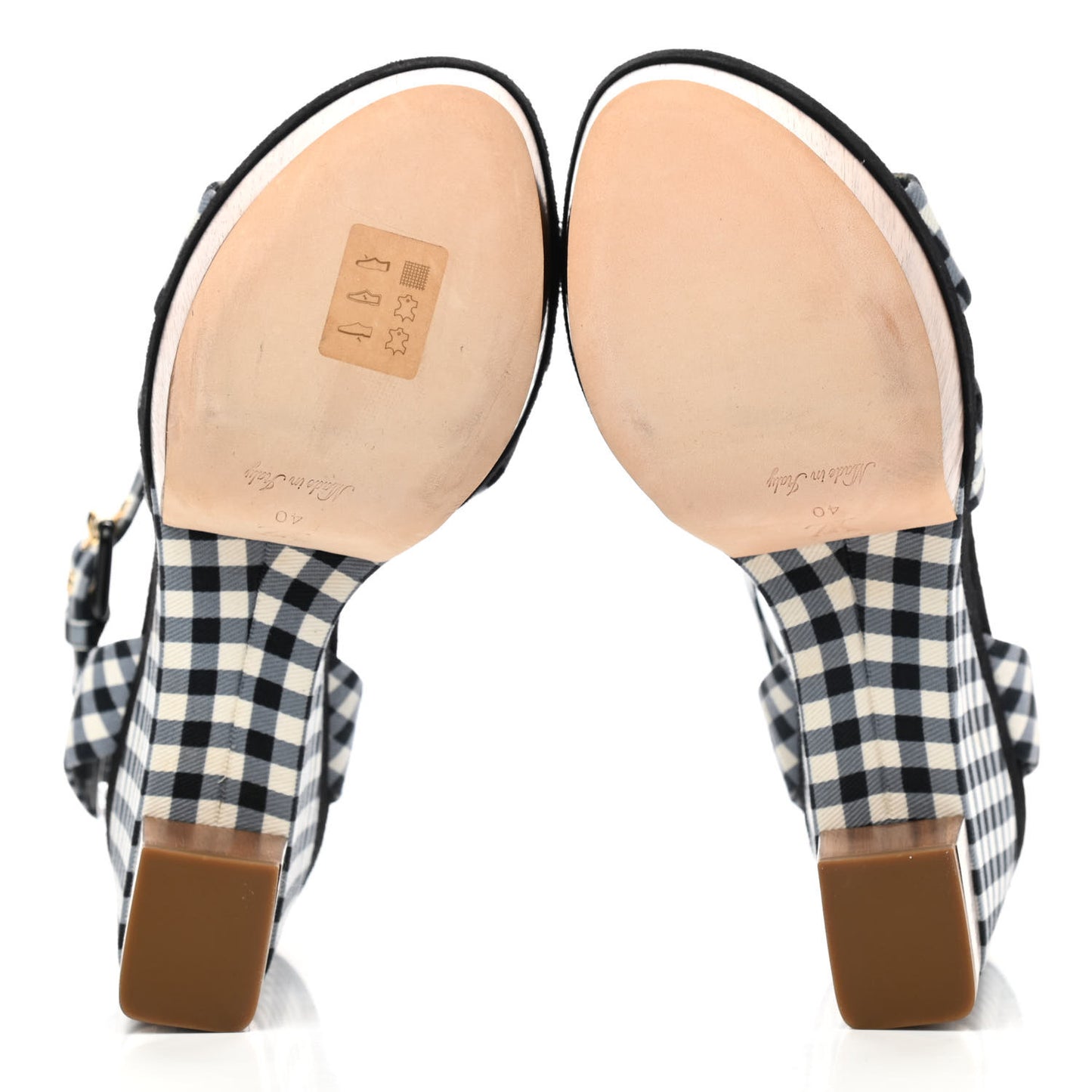 Gingham Platform Sandal 40 Black White