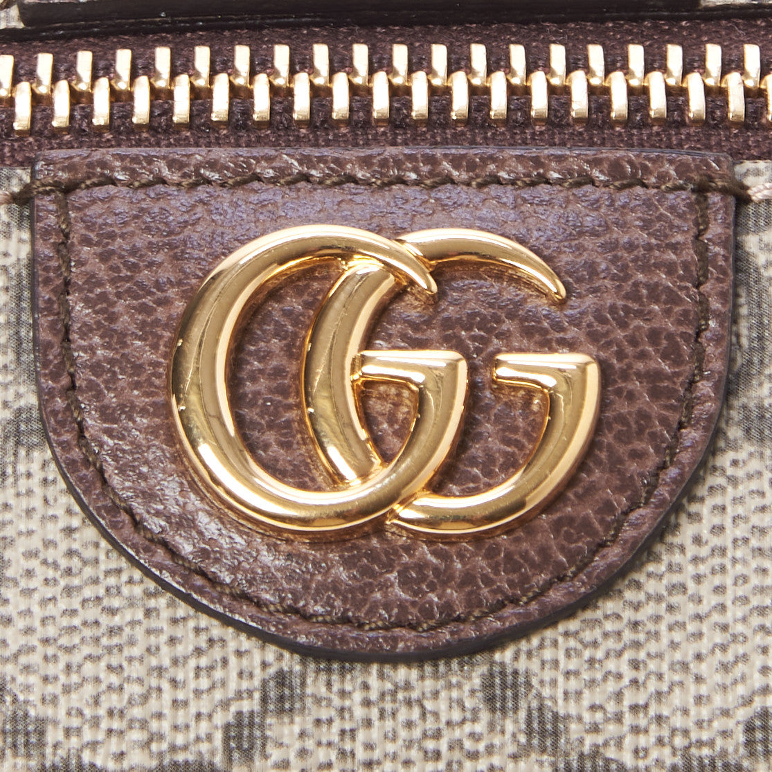 Soft GG Supreme Monogram Calfskin Medium Ophidia Cosmetic Case Beige Ebony New Acero