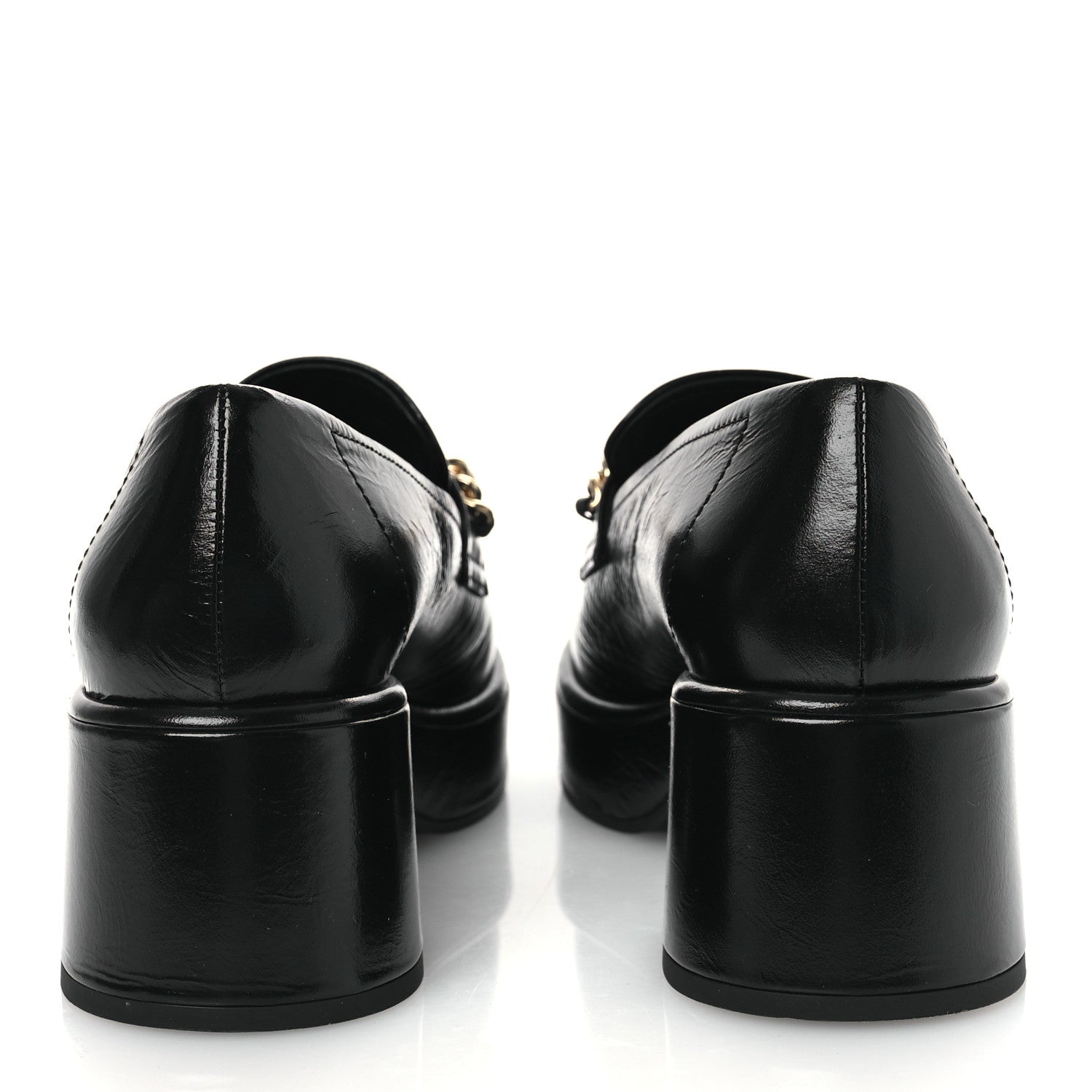 Chanel Shiny Calfskin Logo Loafers 38 Black 6 of 11