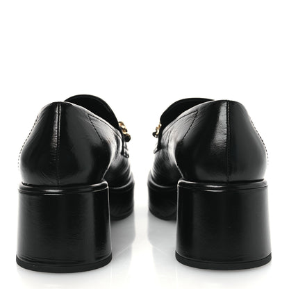 Chanel Shiny Calfskin Logo Loafers 38 Black 6 of 11