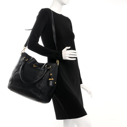 Prada Deerskin Shoulder Bag Black 2 of 15
