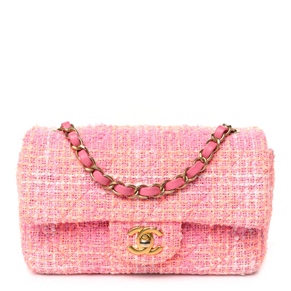 Chanel Tweed Quilted Mini Rectangular Flap Pink Orange White 1 of 12