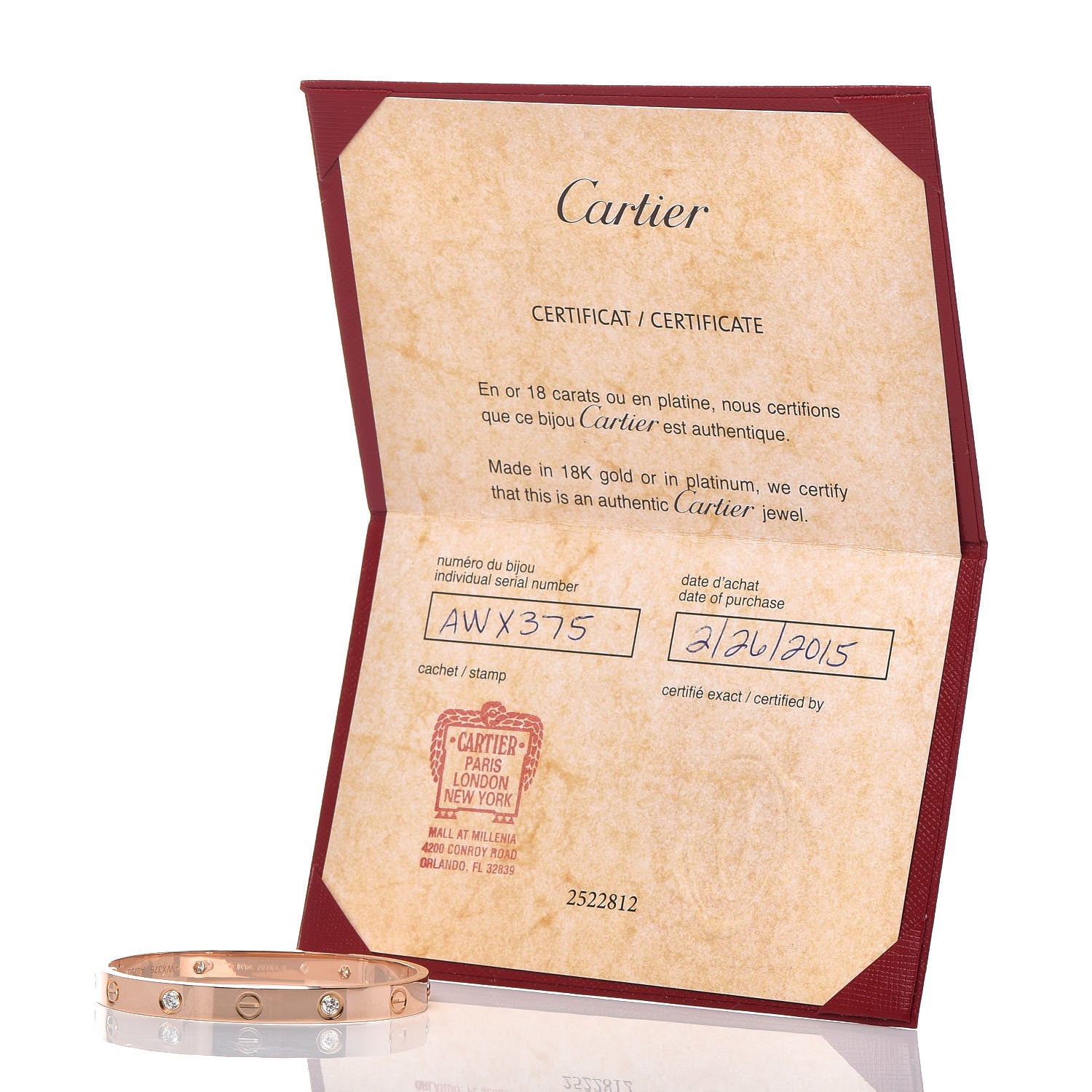 Cartier 18K Pink Gold 4 Diamond LOVE Bracelet 16 6 of 6