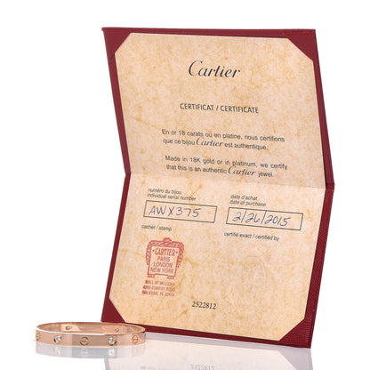 Cartier 18K Pink Gold 4 Diamond LOVE Bracelet 16 6 of 6