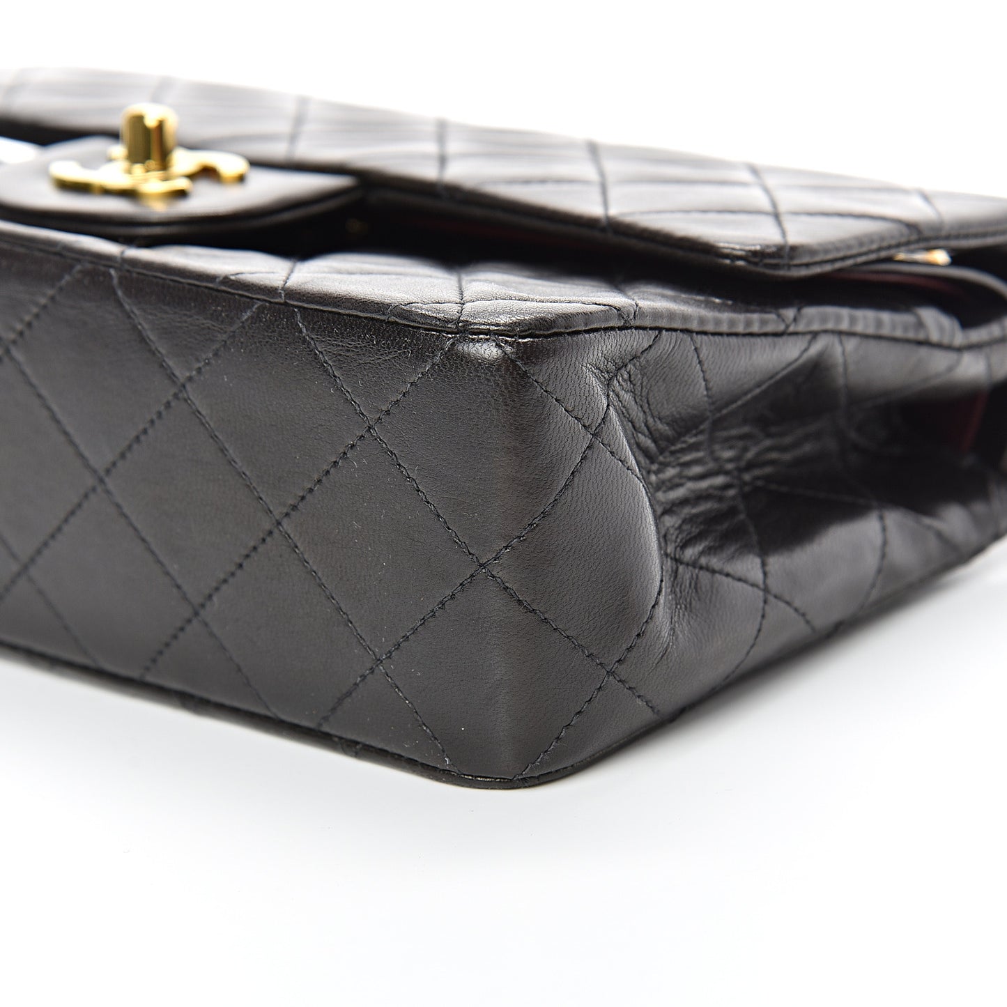 Lambskin Quilted Small Double Flap Black