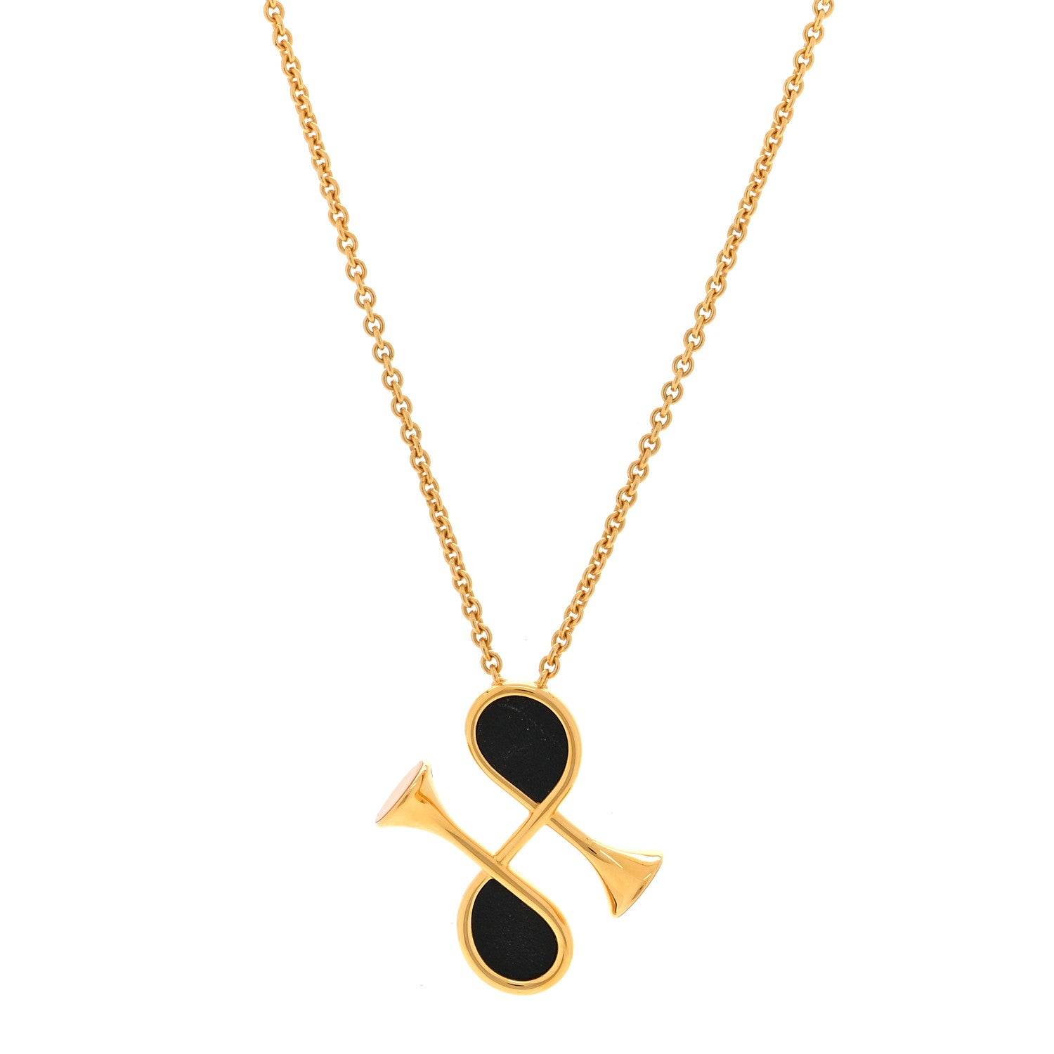 Hermes Swift Cor H Pendant Necklace Black 1 of 4