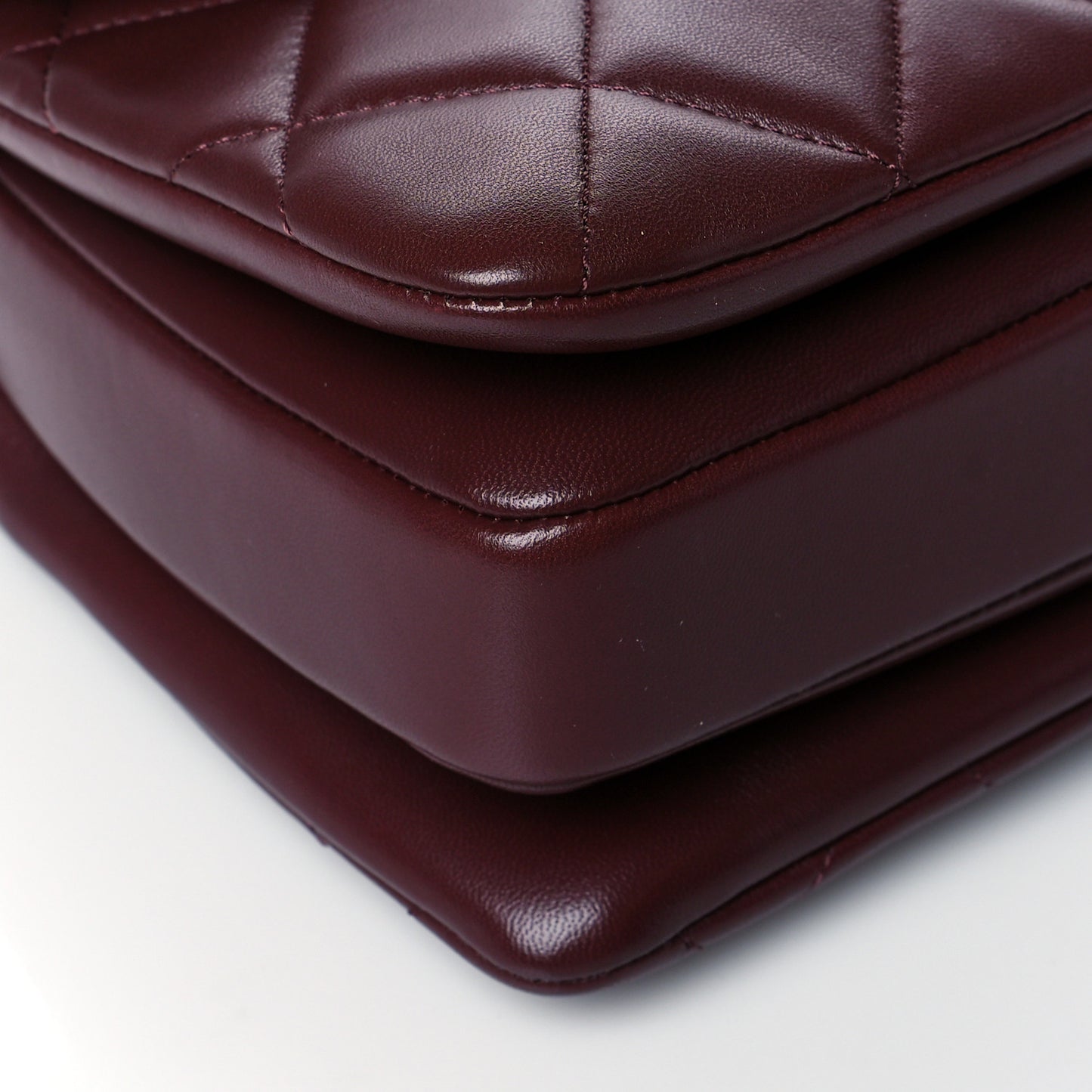Lambskin Quilted Small Trendy CC Flap Dual Handle Bag Burgundy
