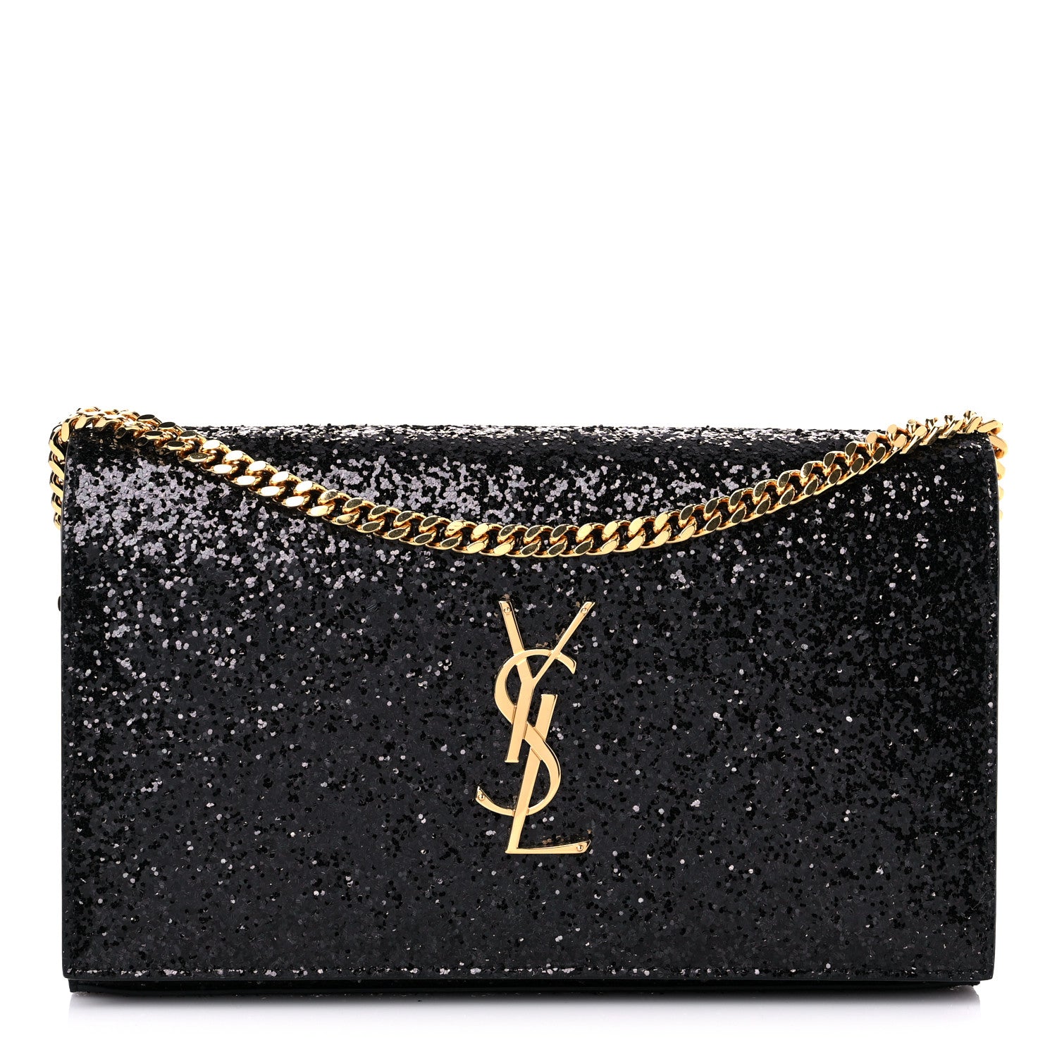 Saint Laurent Glitter Classic Monogram Galactica Chain Wallet Black 1 of 10