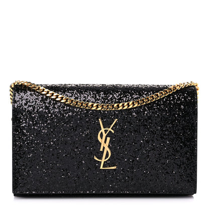 Saint Laurent Glitter Classic Monogram Galactica Chain Wallet Black 1 of 10