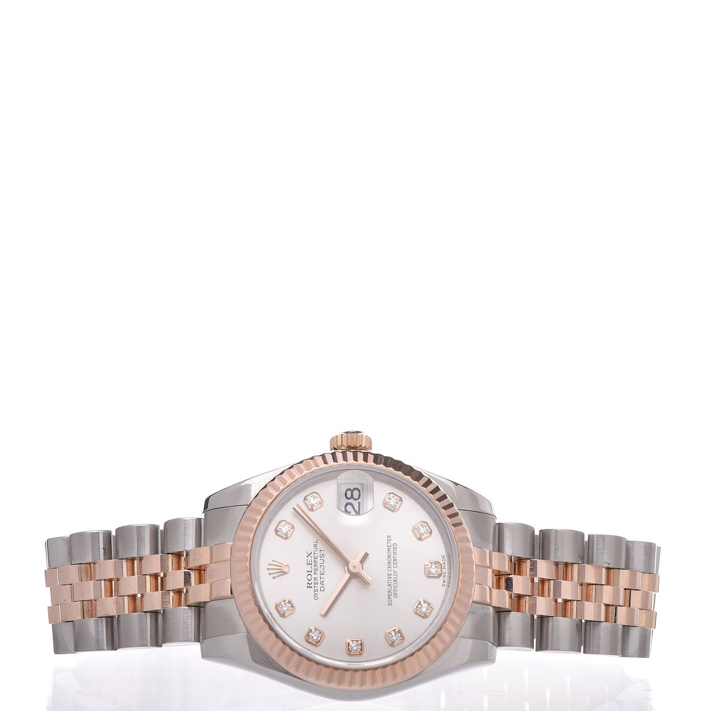 Stainless Steel 18K Everose Gold Diamond 31mm Oyster Perpetual Datejust Watch Silver 178271