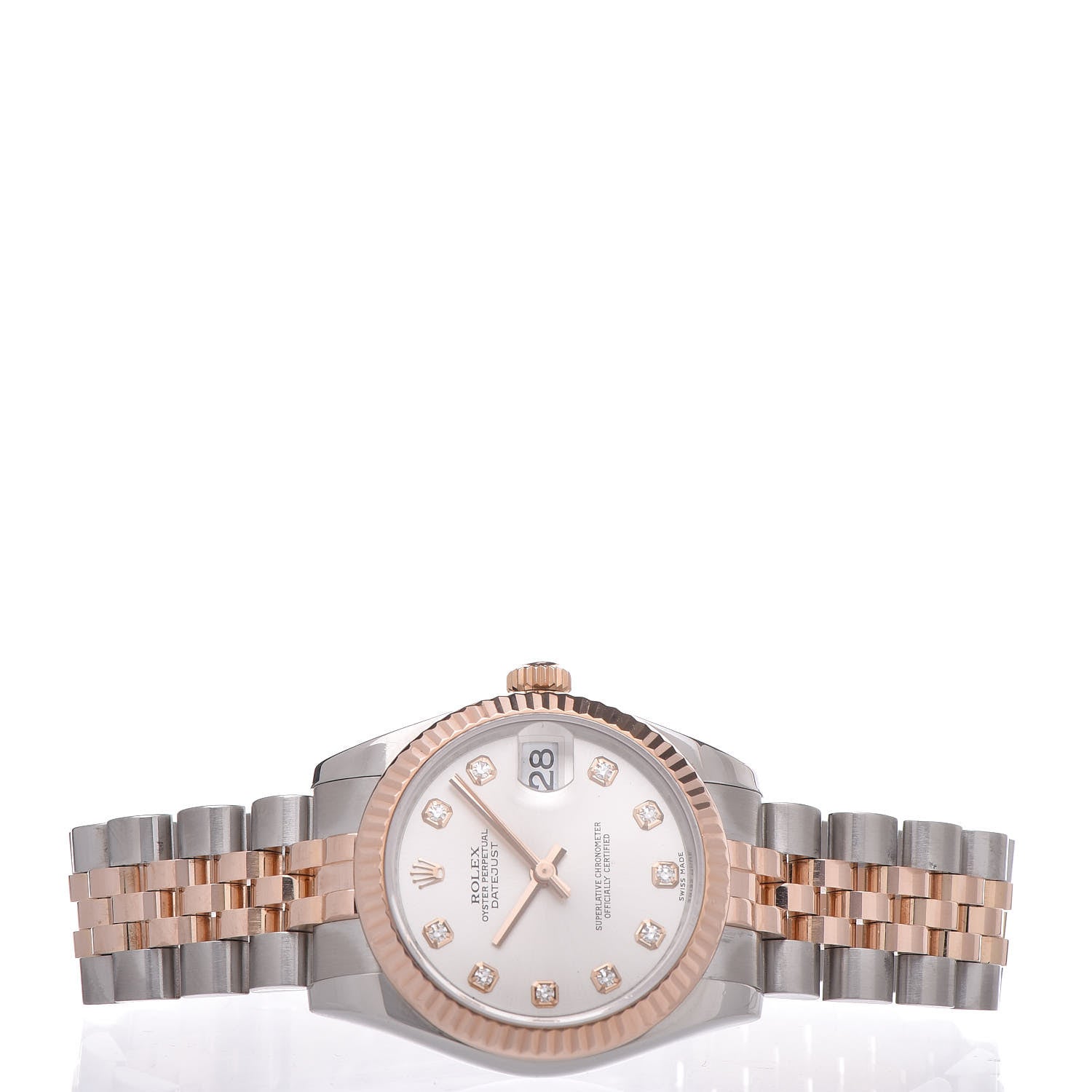 Rolex Stainless Steel 18K Everose Gold Diamond 31mm Oyster Perpetual Datejust Watch Silver 178271 3 of 7
