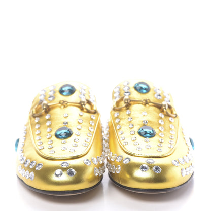 Gucci Metallic Nappa Crystal Womens Princetown Slippers 39 Gold 2 of 9