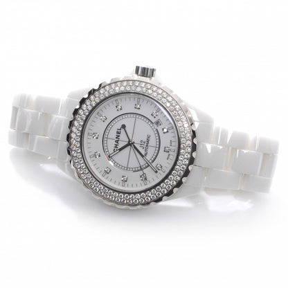 Chanel Stainless Steel Ceramic Diamond Pave Bezel 42mm J12 Automatic Watch White 6 of 6