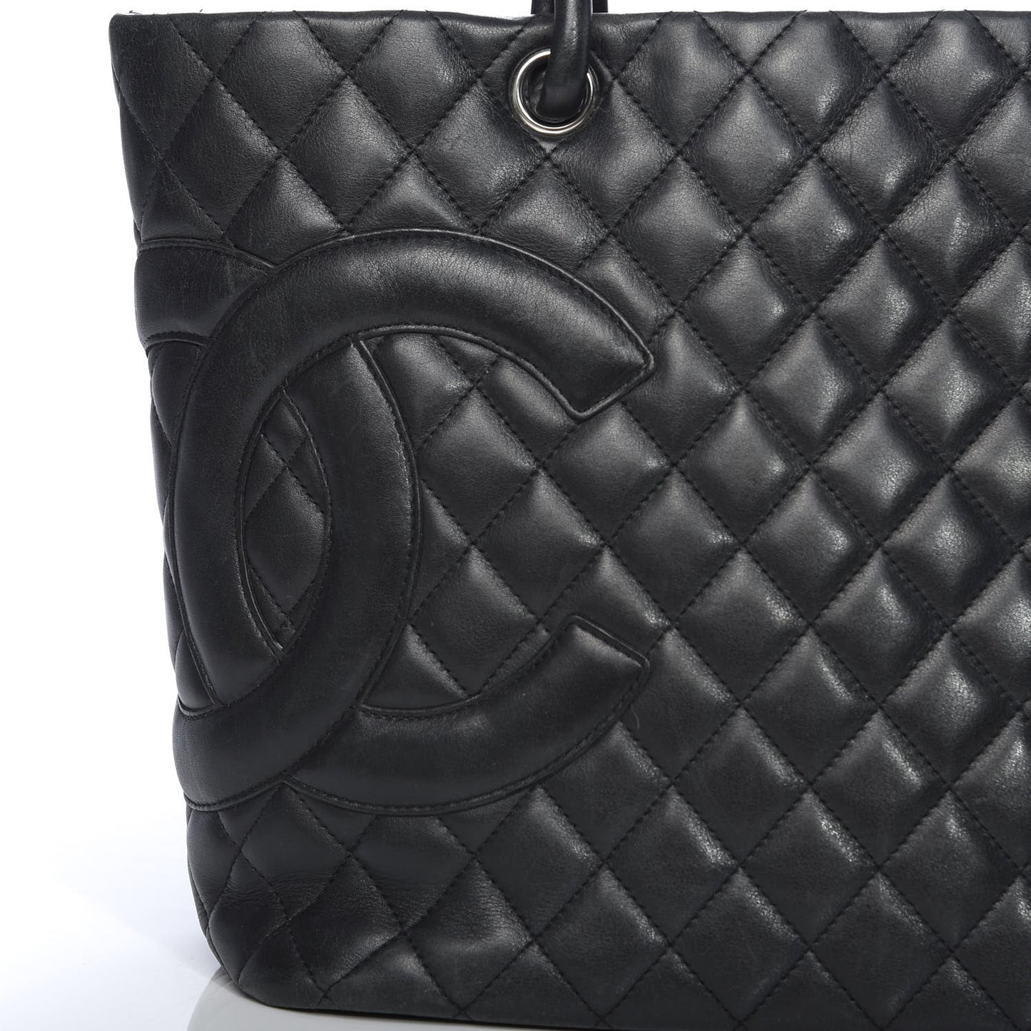 Calfskin Quilted Large Cambon Tote Black