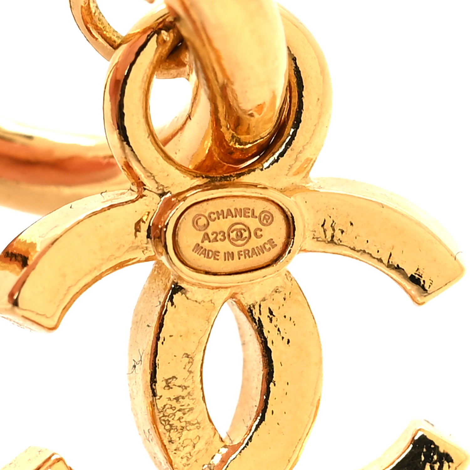 Chanel Crystal CC Shell Hoop Earrings Gold Pink 4 of 4